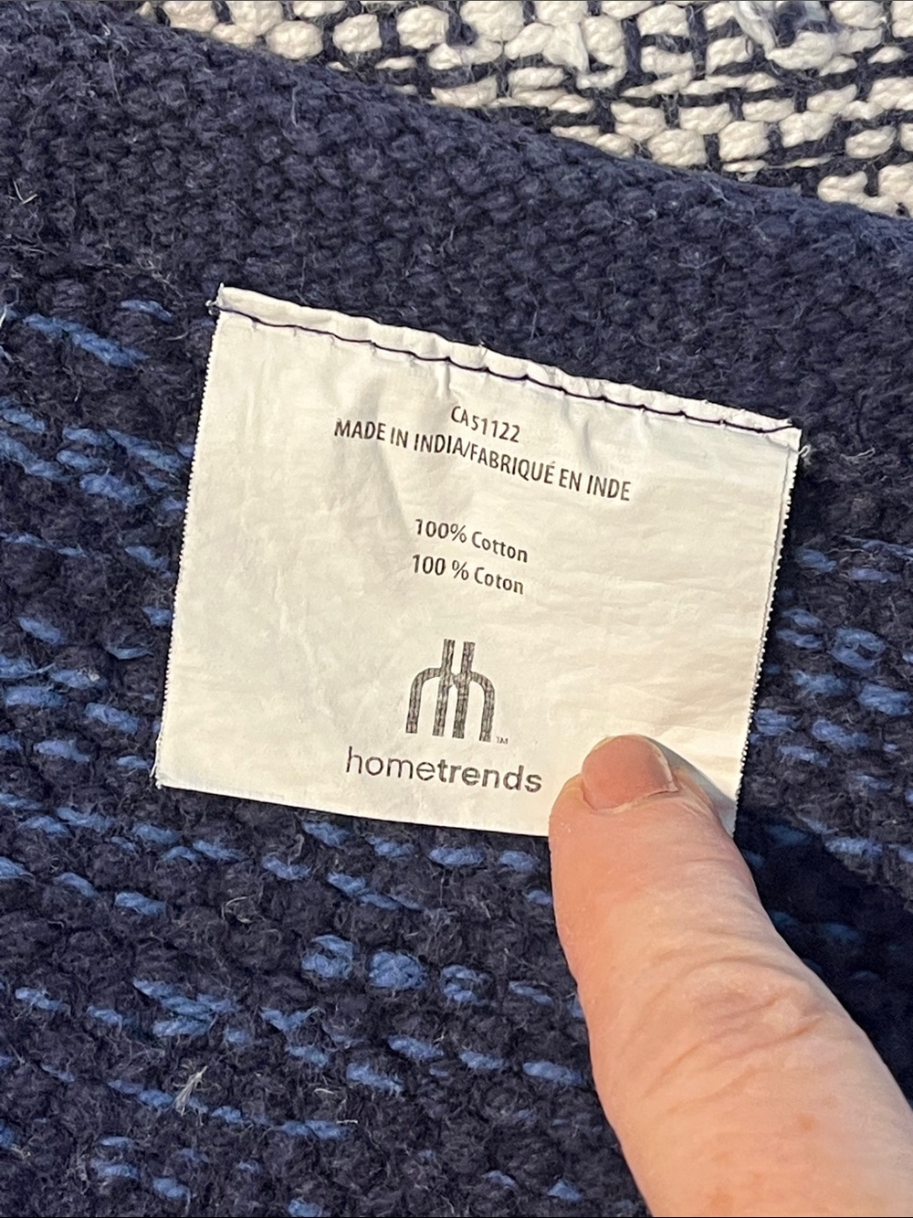Handwoven Blue Gradient Cotton Rug - Picture 7 of 11